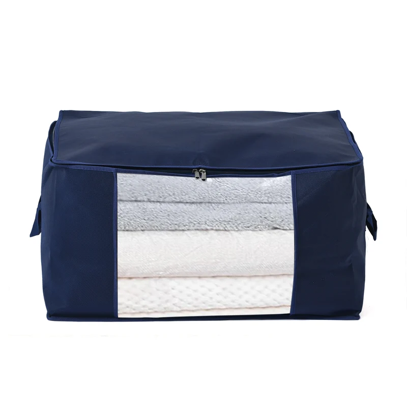 LIVMORE 5er-Set Aufbewahrungs-Organizer aus Vliesstoff mit Sichtfenster, je 84L gesamt 420L, 35x 60x40cm, Beige