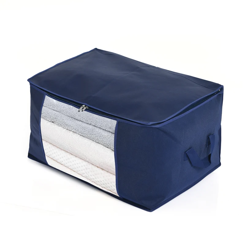 LIVMORE 5er-Set Aufbewahrungs-Organizer aus Vliesstoff mit Sichtfenster, je 84L gesamt 420L, 35x 60x40cm, Beige
