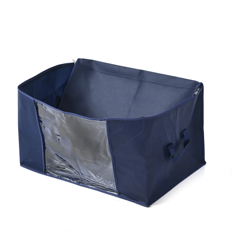 LIVMORE 5er-Set Aufbewahrungs-Organizer aus Vliesstoff mit Sichtfenster, je 84L gesamt 420L, 35x 60x40cm, Beige
