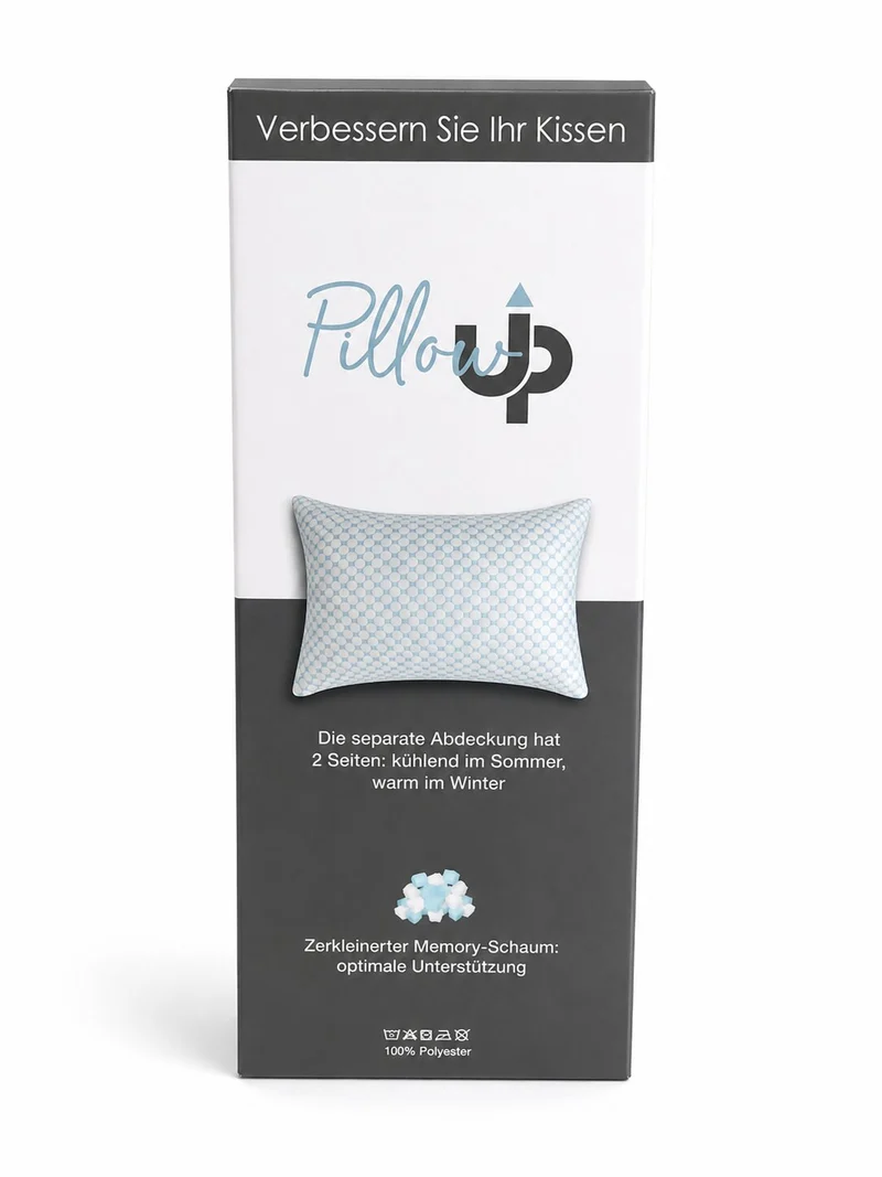 PillowUp Ganzjahreskissen mit kühlendem und wärmendem Komfort, anpassbare Füllhöhe, 40x60cm