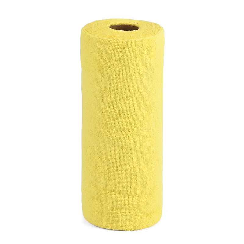 Wiederverwendbare Abreiß-Mikrofaser-Handtuchrolle - 30x30cm, 30 Tücher/Rolle, 180gsm, Gelb