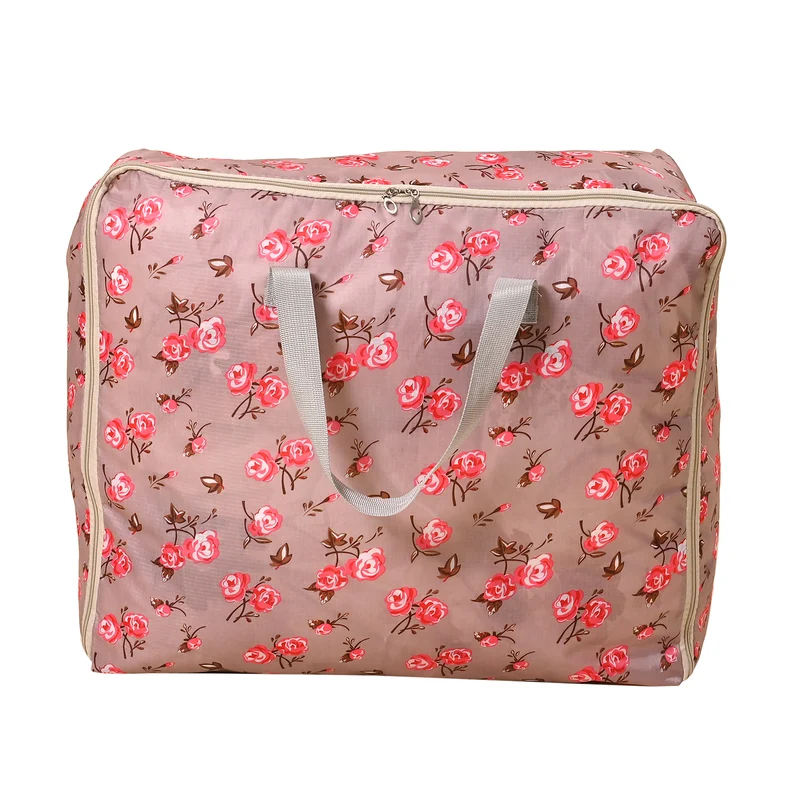 LIVMORE 3er Set Aufbewahrungstaschen mit Blumenmuster, 210D Oxford Gewebe, Blau