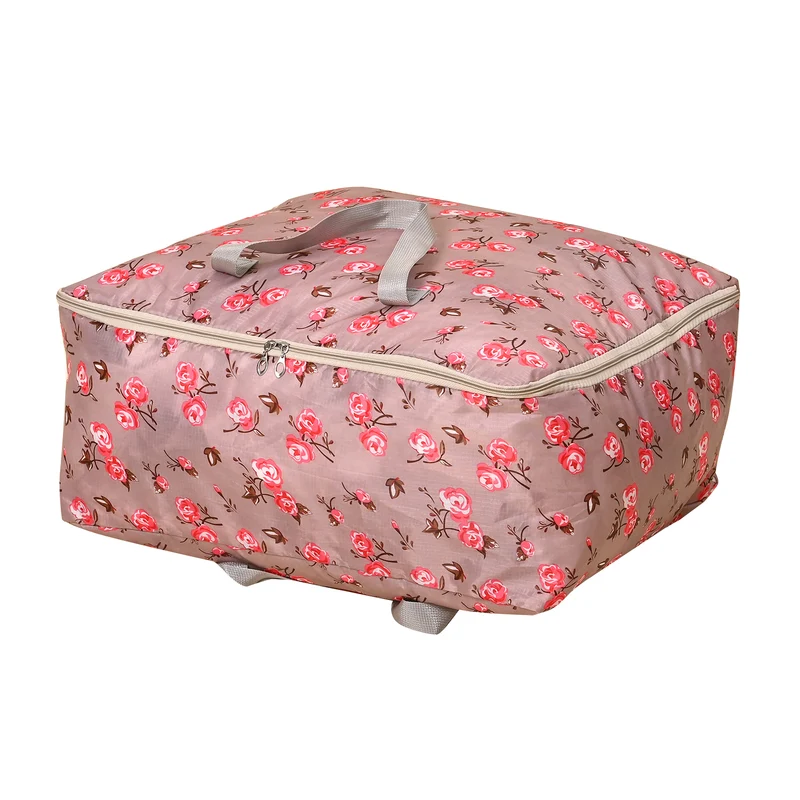 LIVMORE 3er Set Aufbewahrungstaschen mit Blumenmuster, 210D Oxford Gewebe, Blau