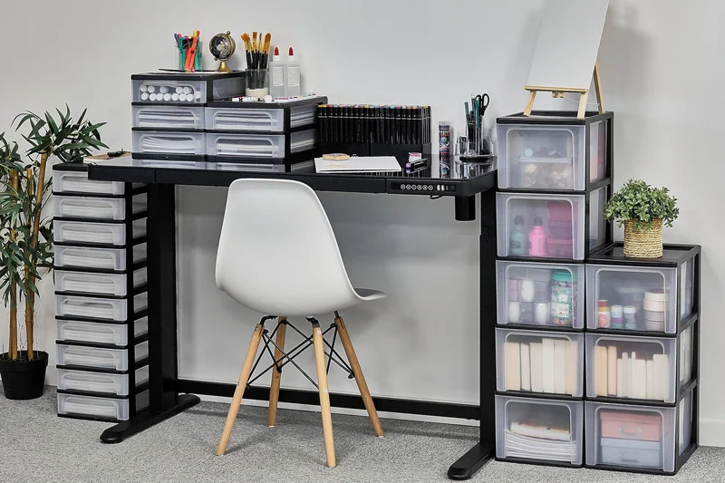 Iris Ohyama, Schreibtisch Organizer, 3 Schubladen Mix A4, Schwarz, OCH-2021