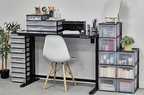 Iris Ohyama, Schreibtisch Organizer, 3 Schubladen Mix A4, Schwarz, OCH-2021