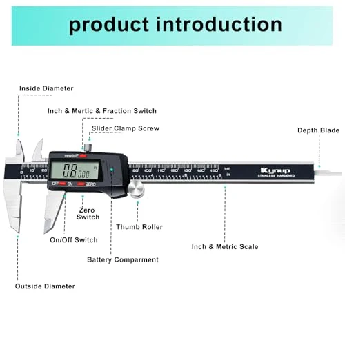 Kynup Messschieber Digital, Schieblehre Digital 150mm mit LCD-Display
