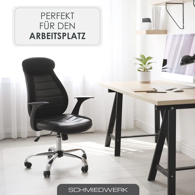 SCHMIEDWERK Bürostuhl Unterlage versch. Größen - Bodenschutzmatte für Schreibtischstuhl Antirutsch in milchweiß | Made in Germany (90x120cm)