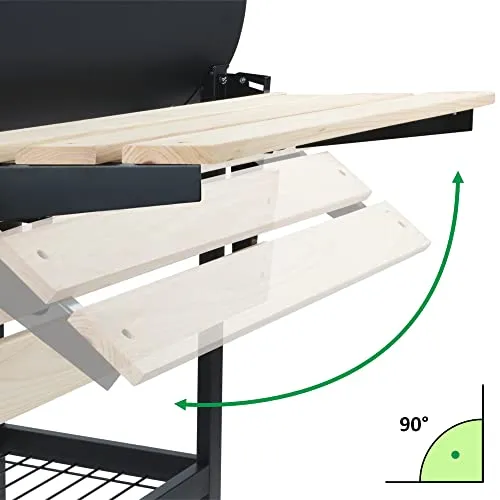 BBQ-Toro Holzkohle Grillwagen mit Deckel | Ø 80 x (L) 42 cm | Premium Holzkohlegrillwagen fahrbar, inkl. Thermometer, Warmhalterost, Holz Ablagen | Smoker, Holzkohlegrill, Barbecue Grill, Holz Grill