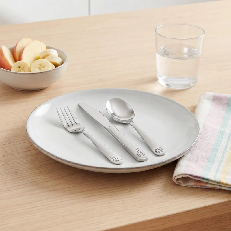GRÄWE Kinderbesteck Set mit Tiermotiven, 3-teilig, Edelstahl poliert, spülmaschinengeeignet