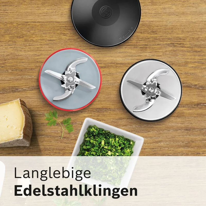 Bosch Zerkleinerer-Set MUZ45XCG1, 3-in-1, Glasbehälter, Hacken, Mixen, Mahlen, Zubehör passend für Küchenmaschine MaxxiMUM, Serie 4, Serie 2, MUM4, schwarz