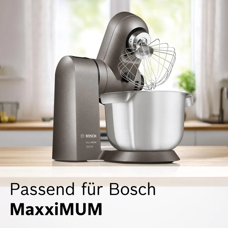 Bosch Zerkleinerer-Set MUZ45XCG1, 3-in-1, Glasbehälter, Hacken, Mixen, Mahlen, Zubehör passend für Küchenmaschine MaxxiMUM, Serie 4, Serie 2, MUM4, schwarz