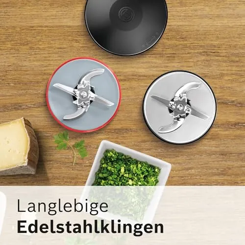 Bosch Zerkleinerer-Set MUZ45XCG1, 3-in-1, Glasbehälter, Hacken, Mixen, Mahlen, Zubehör passend für Küchenmaschine MaxxiMUM, Serie 4, Serie 2, MUM4, schwarz