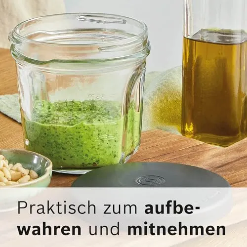 Bosch Zerkleinerer-Set MUZ45XCG1, 3-in-1, Glasbehälter, Hacken, Mixen, Mahlen, Zubehör passend für Küchenmaschine MaxxiMUM, Serie 4, Serie 2, MUM4, schwarz