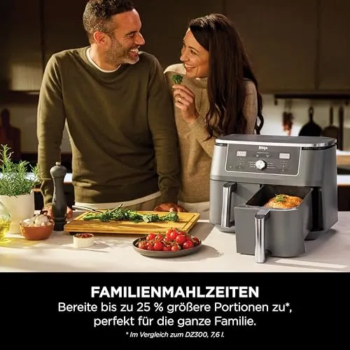 Ninja Dual Zone Digital Air Fryer, 2 Schubladen, Metallic Grau DZ400EU
