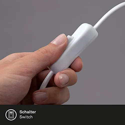 BRILONER - Schreibtischlampe mit Kabelschalter, schwenkbar, E14 Fassung, max. 8 Watt, Klemmlampe, Klemmleuchte, Nachttischlampe, Leselicht Kinder, Bürolampe, Leselampe Bett, 30,5x11x13 cm, Weiß