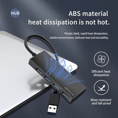 USB Hub 3.0, 4 Port USB-Hubs, tragbarer USB Splitter Mini USB Verteiler für Desktop, Laptop, Xbox, Flash Drive, HDD, Konsole, Drucker, PC, Tastaturen, HP, Dell
