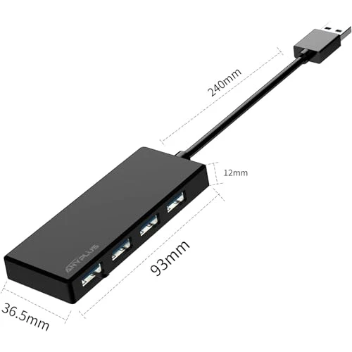 USB Hub 3.0, 4 Port USB-Hubs, tragbarer USB Splitter Mini USB Verteiler für Desktop, Laptop, Xbox, Flash Drive, HDD, Konsole, Drucker, PC, Tastaturen, HP, Dell
