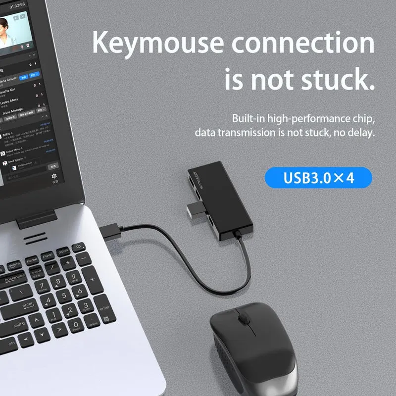USB Hub 3.0, 4 Port USB-Hubs, tragbarer USB Splitter Mini USB Verteiler für Desktop, Laptop, Xbox, Flash Drive, HDD, Konsole, Drucker, PC, Tastaturen, HP, Dell