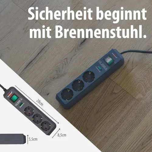 Brennenstuhl Eco-Line Steckdosenleiste 3-Fach mit Überspannungsschutz