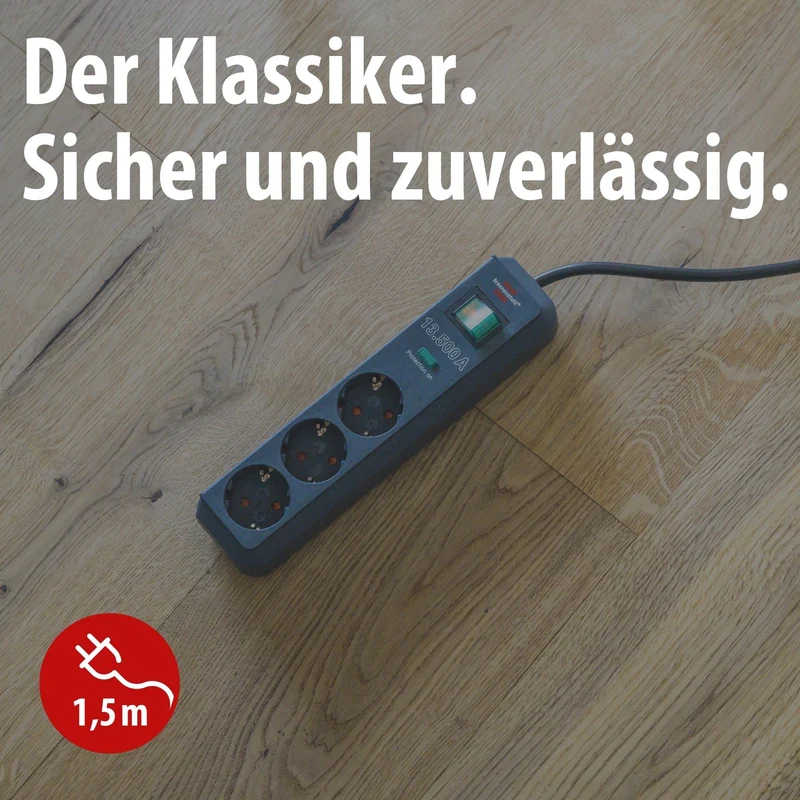 Brennenstuhl Eco-Line Steckdosenleiste 3-Fach mit Überspannungsschutz