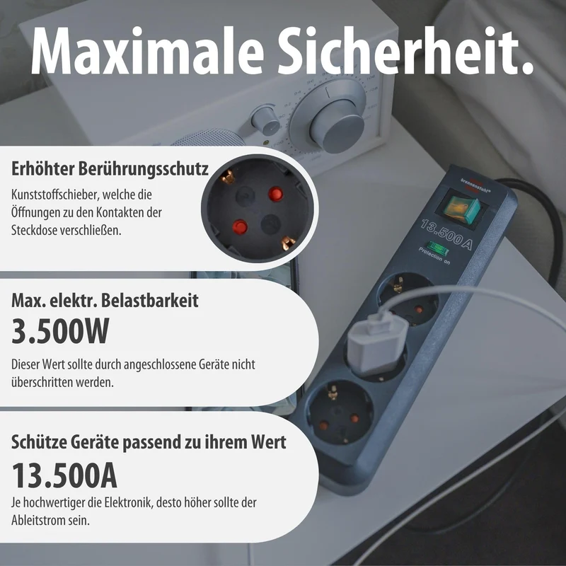 Brennenstuhl Eco-Line Steckdosenleiste 3-Fach mit Überspannungsschutz