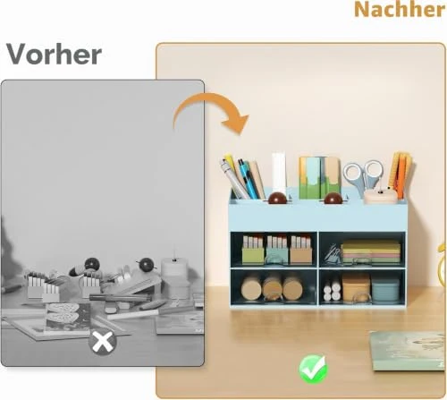 KAHEIGN Schreibtisch Organizer mit 4 Fächern und 4 Schubladen, 19x14cm Multifunktionale Utensilienschalen Stiftehalter, ideal für Schreibtisch Büro Organisation oder Make-up-Organizer