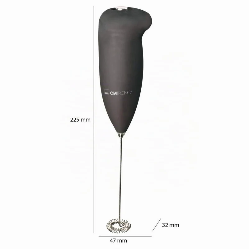 Clatronic® elektrischer Milchaufschäumer | Mixer | Milchschaum in Sekundenschnelle | Milchaufschäumer | Soft - Touch - Gehäuse | Stab | mit Edelstahl - Schaumschläger | MS 3089 schwarz