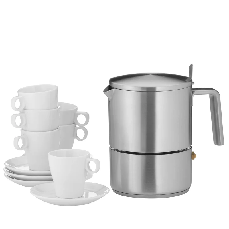 WMF Kult Espressokocher 300ml, Espressomaschine für 6 Tassen, Cromargan Edelstahl mattiert, Induktion, spülmaschinengeeignet