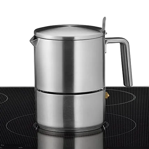 WMF Kult Espressokocher 300ml, Espressomaschine für 6 Tassen, Cromargan Edelstahl mattiert, Induktion, spülmaschinengeeignet