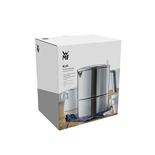 WMF Kult Espressokocher 300ml, Espressomaschine für 6 Tassen, Cromargan Edelstahl mattiert, Induktion, spülmaschinengeeignet