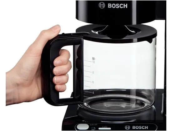 Bosch Filterkaffeemaschine Styline TKA8013, Aroma Sensor, Aromaschutz-Glaskanne 1,25 L, für 10-15 Tassen, Abschaltautomatik, Entkalkungssystem, Tropfstopp, Filterträger schwenkbar, 1160 W, schwarz