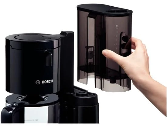 Bosch Filterkaffeemaschine Styline TKA8013, Aroma Sensor, Aromaschutz-Glaskanne 1,25 L, für 10-15 Tassen, Abschaltautomatik, Entkalkungssystem, Tropfstopp, Filterträger schwenkbar, 1160 W, schwarz
