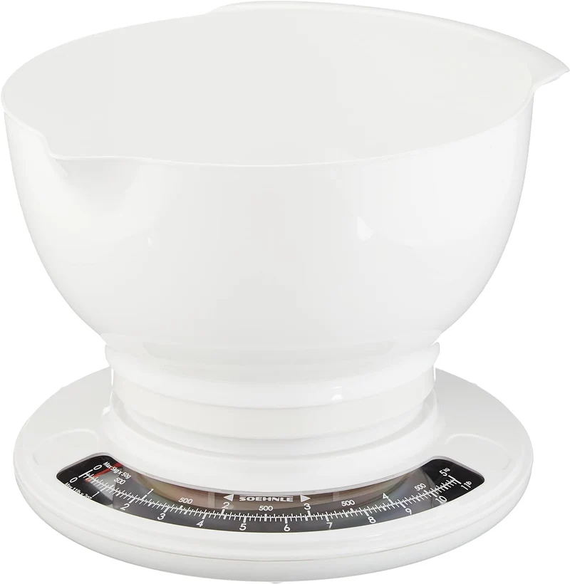 Soehnle Analoge Küchenwaage Culina Pro, mit 2,5l Rührschüssel, weiß/schwarz