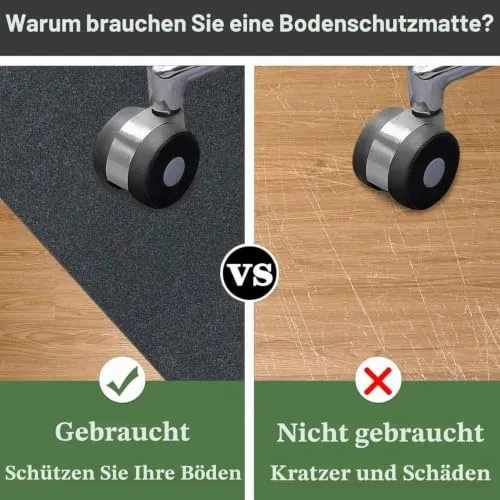 Bodenschutzmatte für Hartböden 120 x 160 cm Schreibtischstuhl Unterlage | Bodenschutzmatten Gaming | Computerstuhl Teppiche | Teppich Bürostuhl matten für Laminat | Parkett | Kratzfest rutschfest