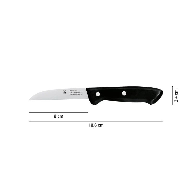 WMF Classic Line Gemüsemesser 18,5 cm, Spezialklingenstahl, Kunststoffgriff, Kochmesser, Küchenmesser, Obstmesser, Klinge 8 cm