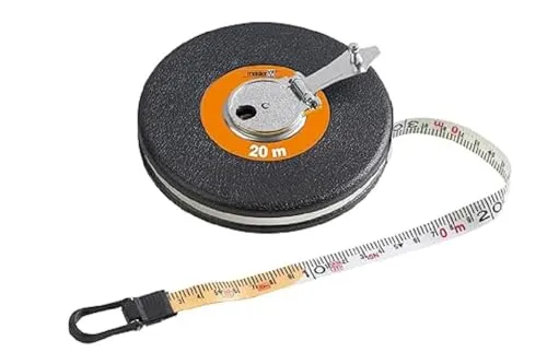 Meister Rollbandmaß - 20 m x 14 mm - orange / chromfarbig / schwarz - Glasfiberband - schlagfestes ABS-Gehäuse mit Metallkurbel - Genauigkeitsklasse: EEC III / Maßband / Bandmaß / Messband / 6575010
