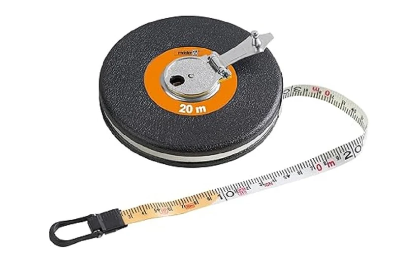 Meister Rollbandmaß - 20 m x 14 mm - orange / chromfarbig / schwarz - Glasfiberband - schlagfestes ABS-Gehäuse mit Metallkurbel - Genauigkeitsklasse: EEC III / Maßband / Bandmaß / Messband / 6575010