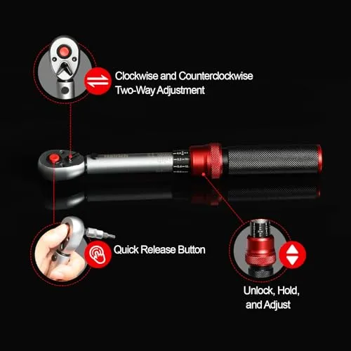 Hairich Drehmomentschlüssel Fahrrad 1/4 Zoll, 1-25Nm, Fahrradwerkzeug Set