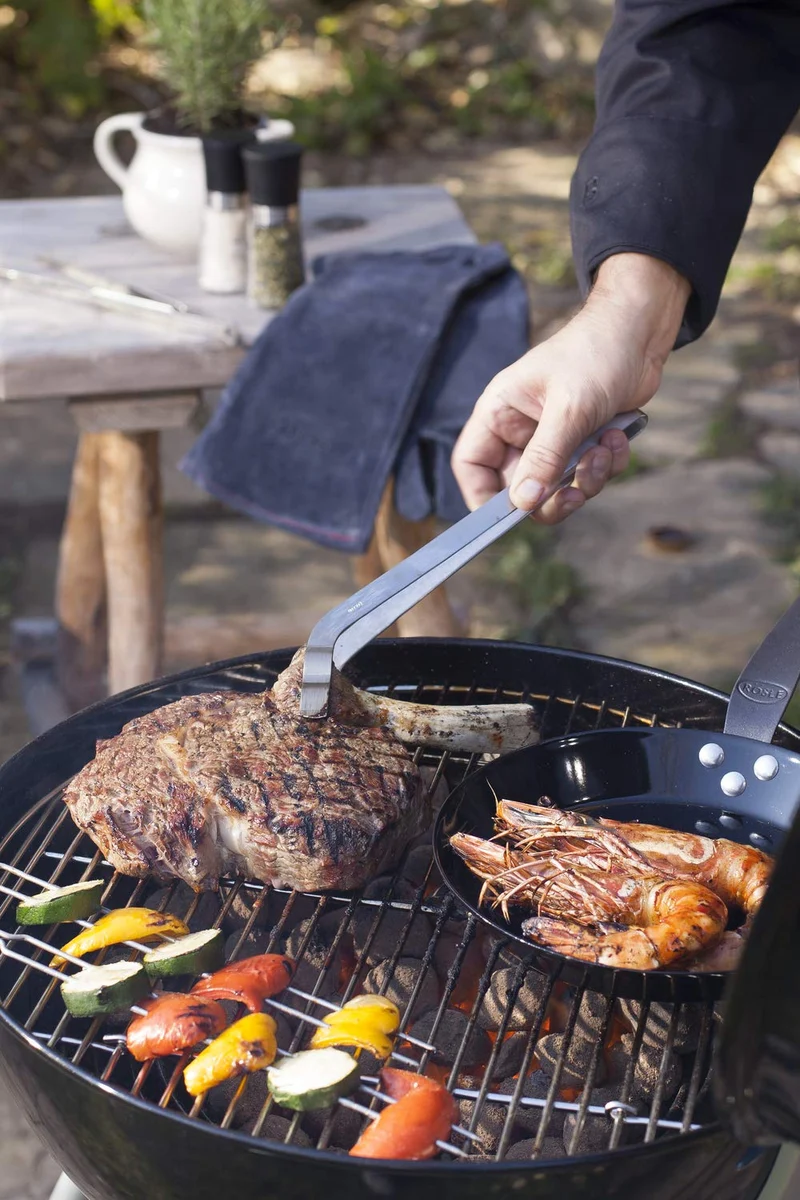 RÖSLE Grillzange gebogen, Edelstahl 18/10, spülmaschinengeeignet, silbern