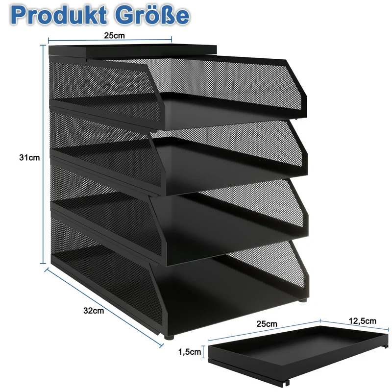PUNCIA Briefablage · 25L x 32B x 31H cm · Schwarz