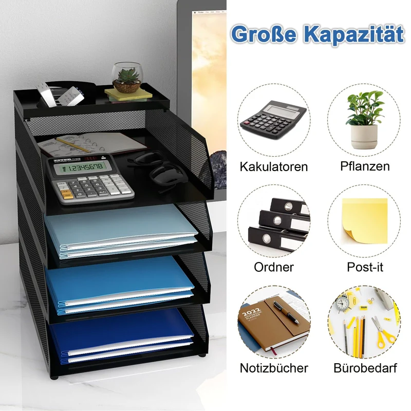 PUNCIA Briefablage · 25L x 32B x 31H cm · Schwarz