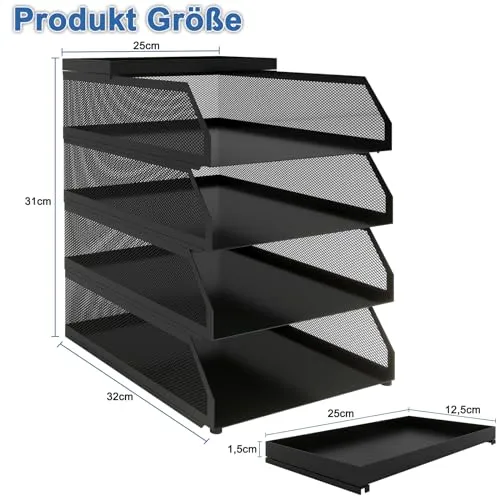 PUNCIA Briefablage · 25L x 32B x 31H cm · Schwarz