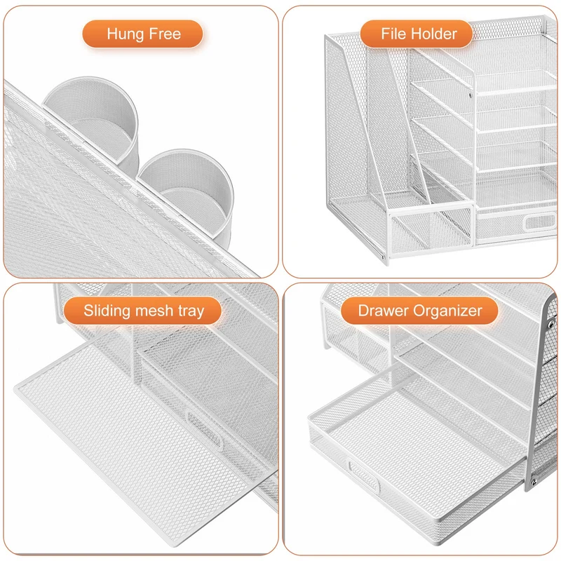 Marbrasse Briefablage · 42T x 28B x 30H cm · Weiß