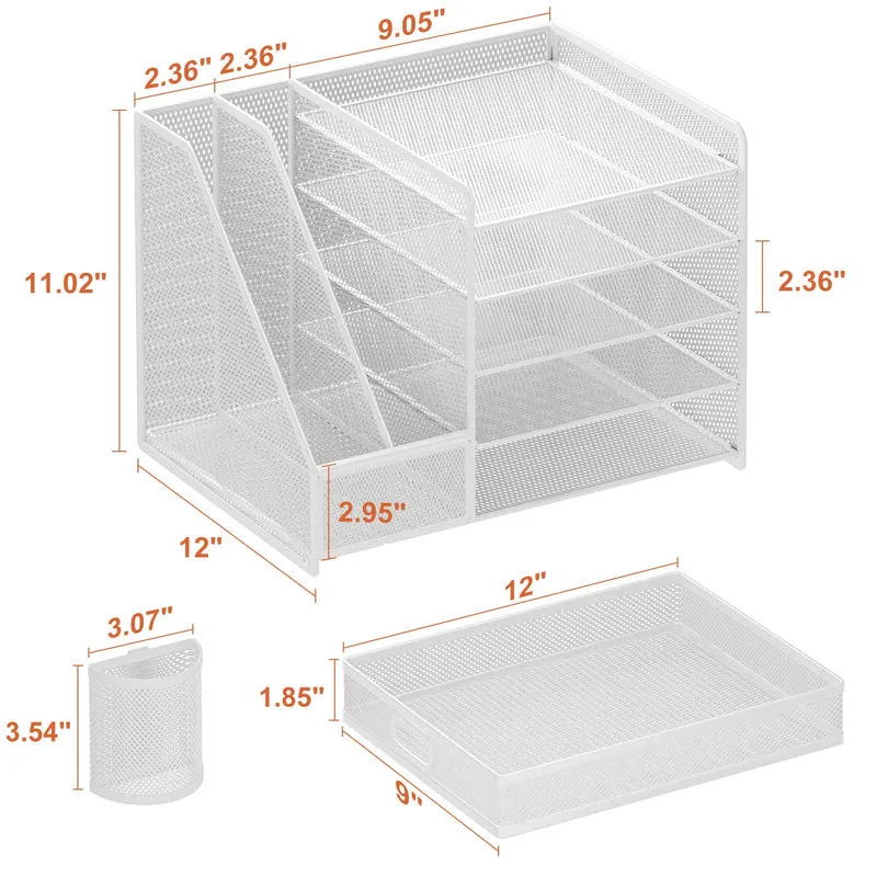 Marbrasse Briefablage · 42T x 28B x 30H cm · Weiß