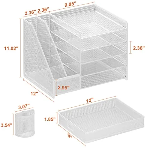 Marbrasse Briefablage · 42T x 28B x 30H cm · Weiß