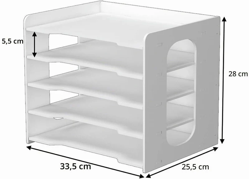 Briefablage · 25,5T x 32,5B x 31H cm · Weiß