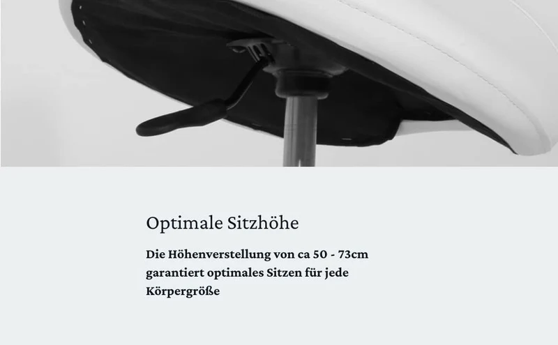 Sattelhocker extra breit, Sattelstuhl verstellbar 50-73cm, 170 kg (Schwarz)