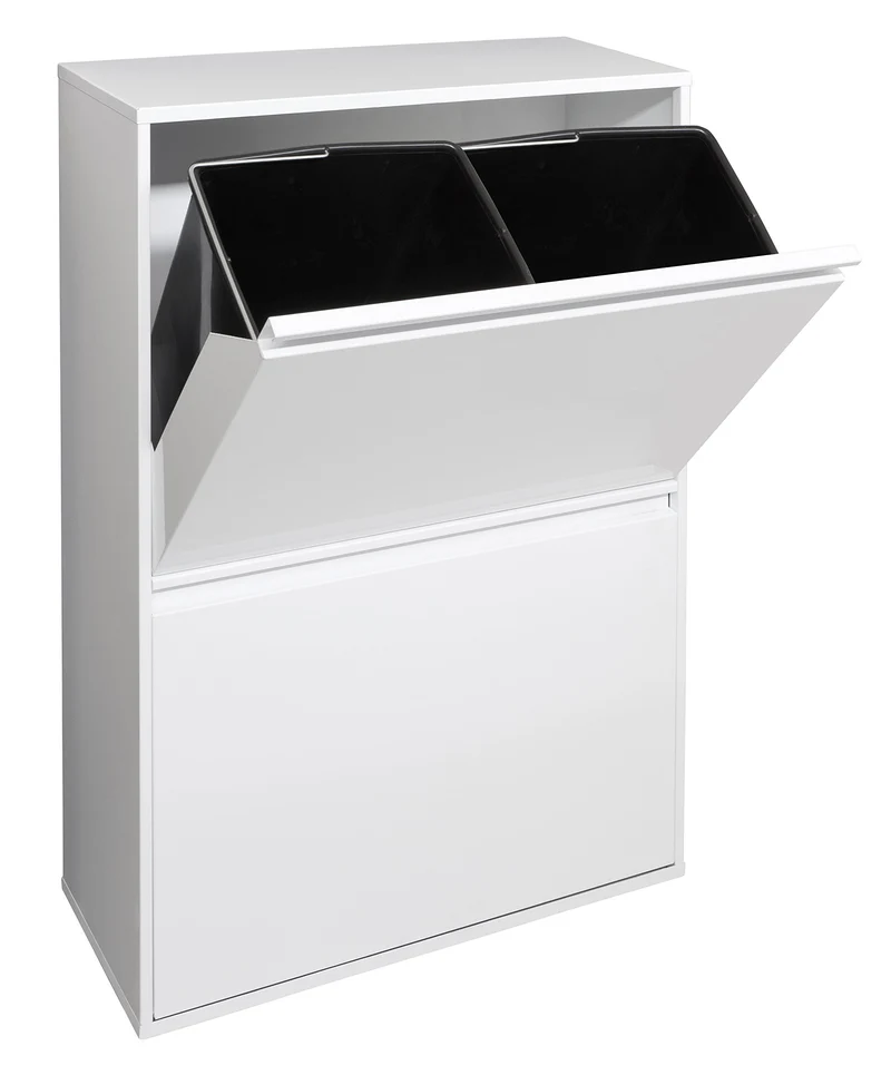 ARREGUI Basic CR601-B Mülltrennsystem aus Stahl | 4 Fächer Mülleimer für die Küche | 4 Fach Abfalleimer | 4x17L (68L) | Herausnehmbare Inneneimer mit Griff | Recycling Schrank für Mülltrennung | weiß