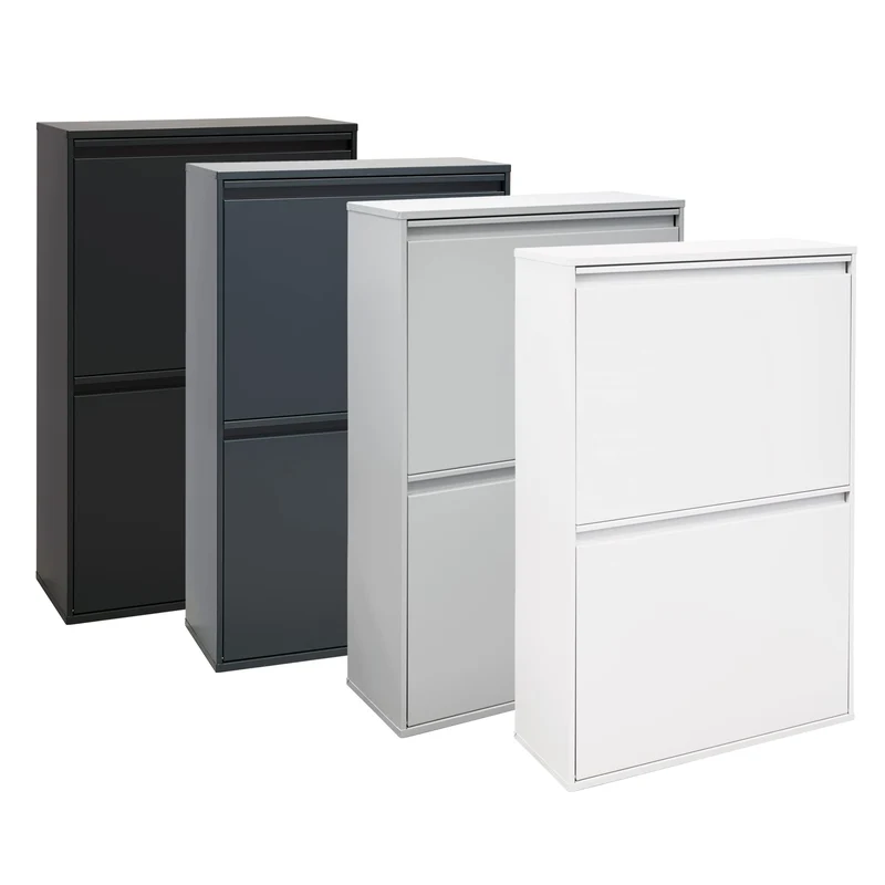 ARREGUI Basic CR601-B Mülltrennsystem aus Stahl | 4 Fächer Mülleimer für die Küche | 4 Fach Abfalleimer | 4x17L (68L) | Herausnehmbare Inneneimer mit Griff | Recycling Schrank für Mülltrennung | weiß