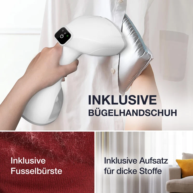 LEBENLANG Steamer Dampfglätter TESTSIEGER - 1500W & 300ml I Weiß